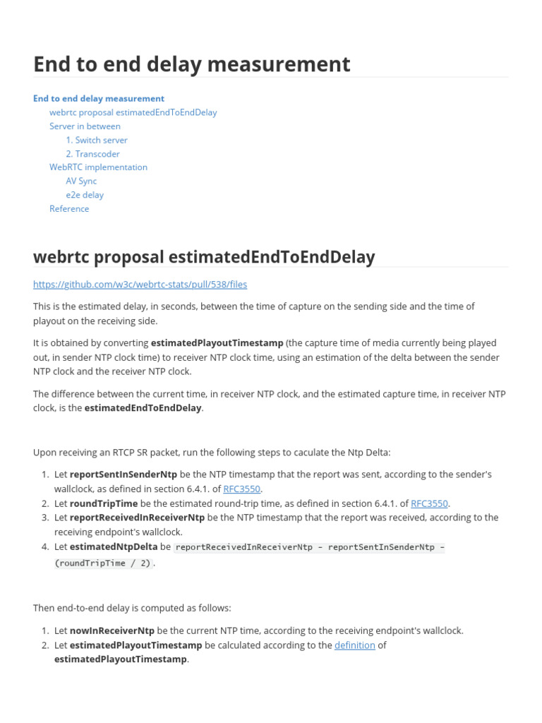 End-to-End Delay Measurement in WebRTC | PDF | Transmission Control ...
