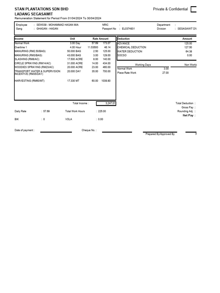 Payslip (Format 2) | PDF | Paycheck | Payments