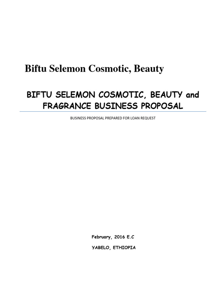 Biftu Selemon Cosmotic Business Proposal | PDF | Cosmetics | Retail