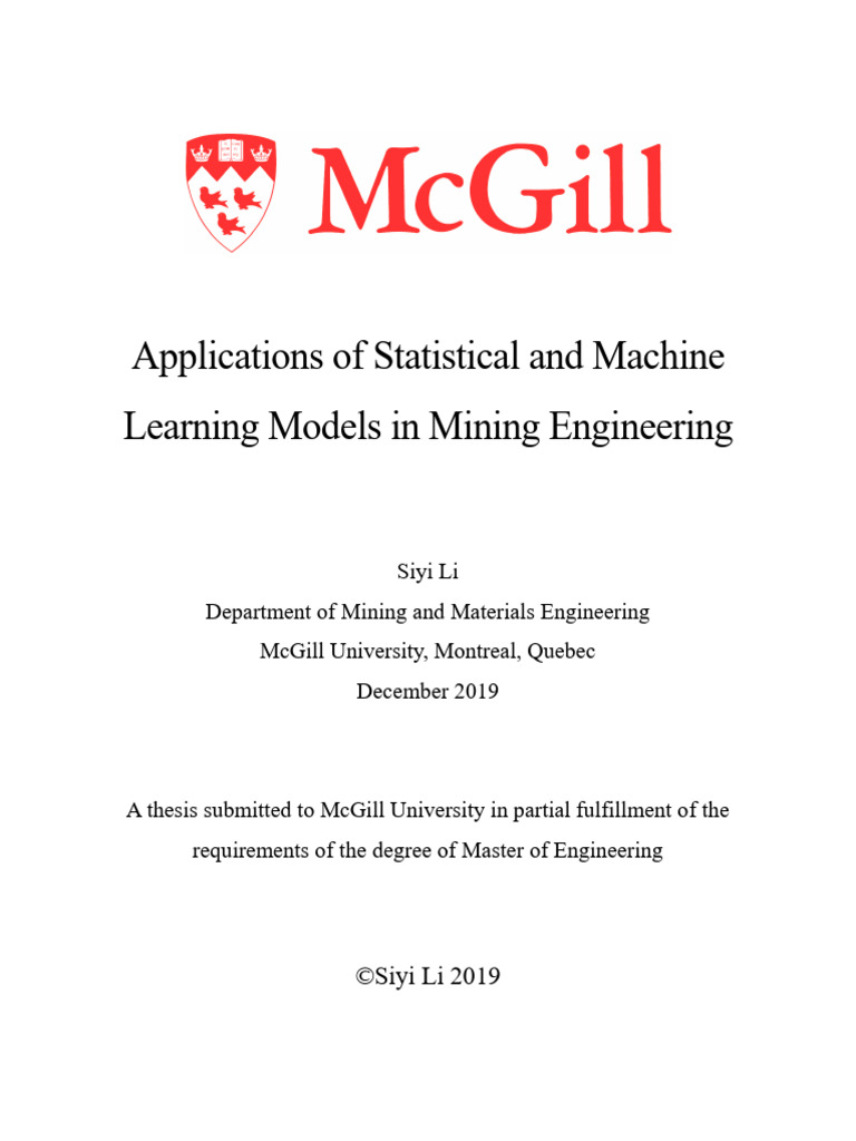 Applications of Statistical and Machine Learning Models in Mining ...