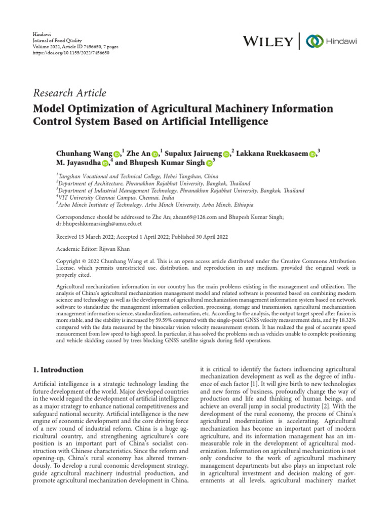Model Optimization of Agricultural Machinery Information Control System ...