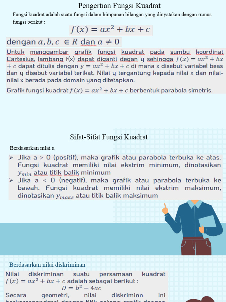 Pengertian Fungsi Kuadrat Fungsi Kuadrat Adalah Suatu Fungsi Dalam