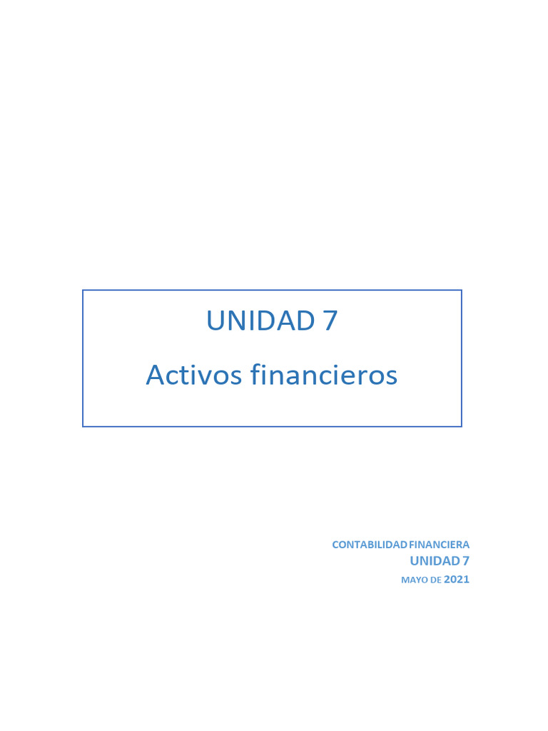 Unidad 7 Activos Financieros | PDF | Contabilidad | Contabilidad financiera