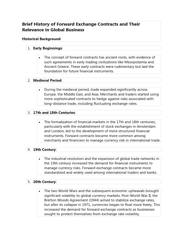 History and Impact of Forward Exchange Contracts | PDF | Trade | Hedge ...