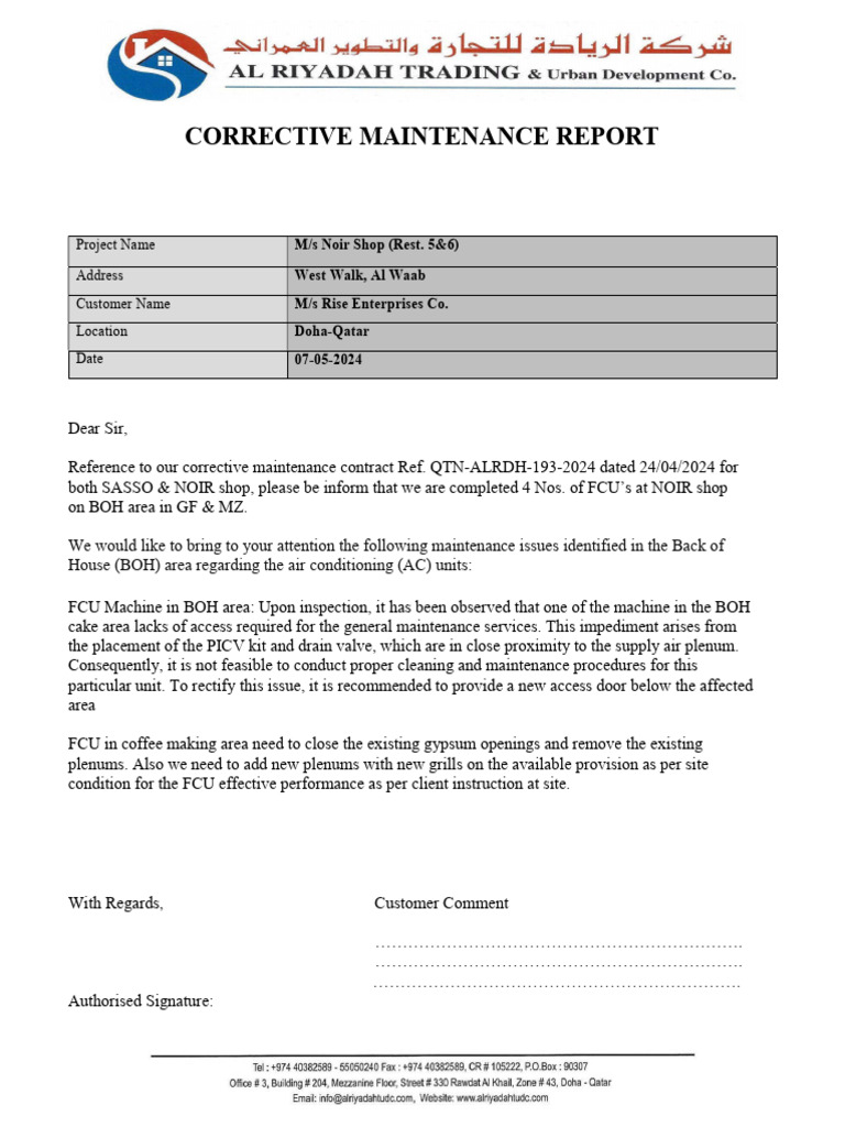 Corrective Maintenance Report for HVAC Units | PDF | Thermostat | Valve