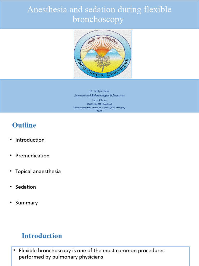 Anesthesia and Sedation During Flexible Bronchoscopy - Jindal Chest ...