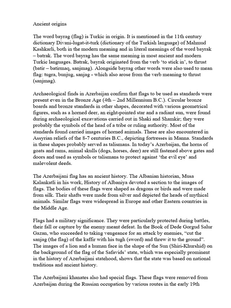 History Of The Azerbaijani Flag Pdf Azerbaijan