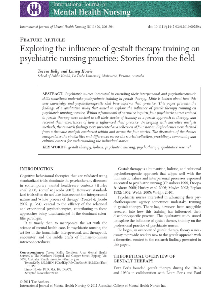 Exploring the influence of gestalt therapy training on psychiatric