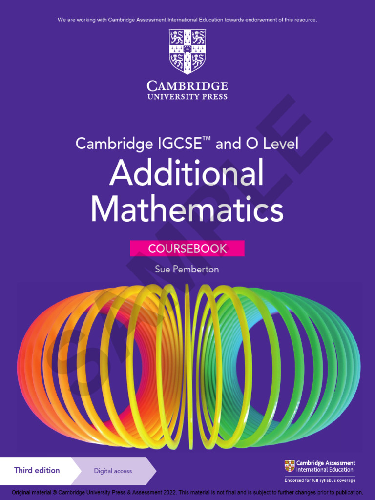 Cambridge IGCSE™ and O Level Additional Mathematics Coursebook With ...
