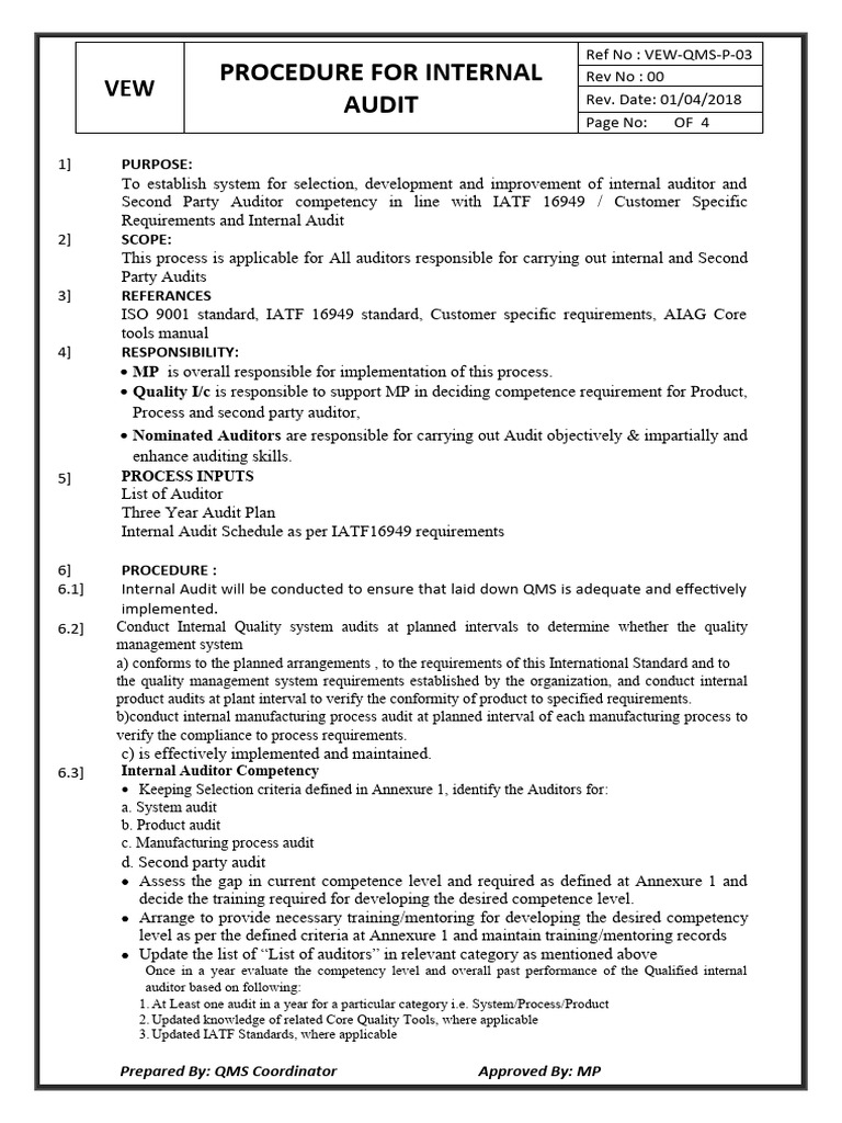 Internal Audit Procedure Overview | PDF | Audit | Internal Audit