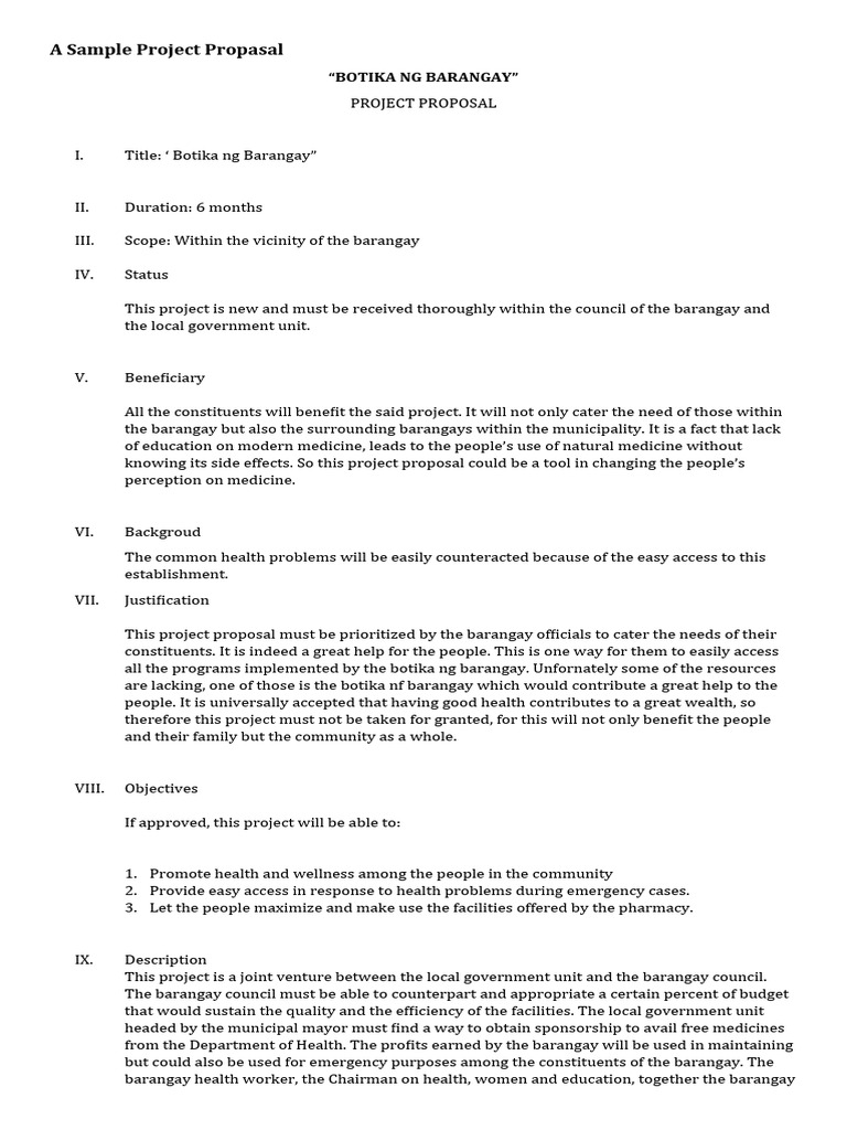 A Sample Project Propasal | PDF | Health Care | Social Programs