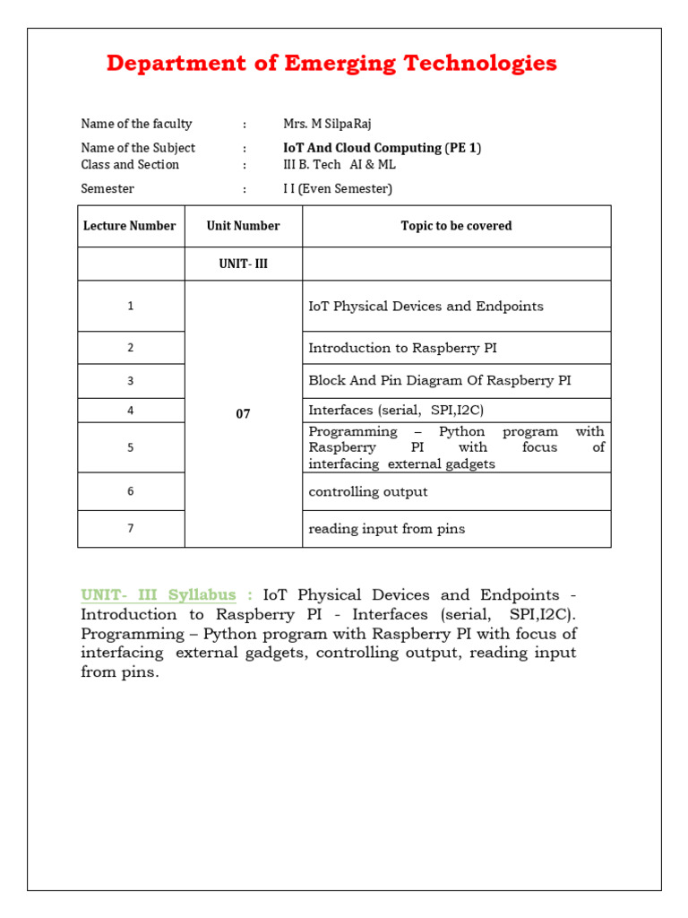 Unit Iii 1 Download Free Pdf Internet Of Things Raspberry Pi