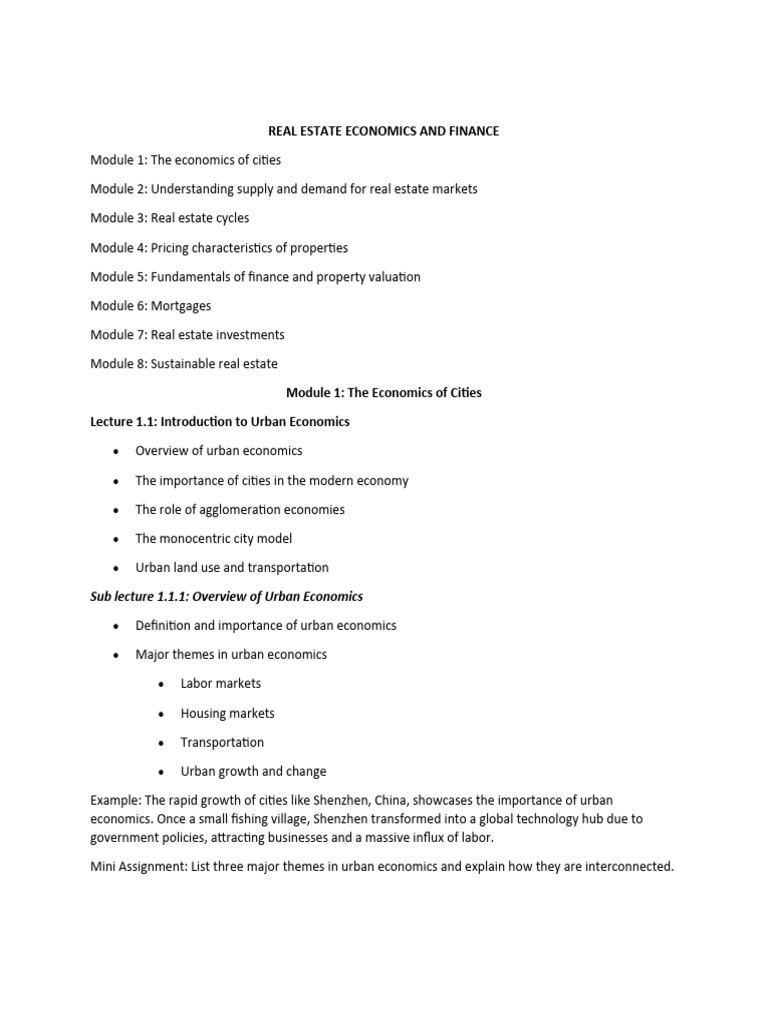 REAL ESTATE ECONOMICS AND FINANCE PDF Financial Risk Economic