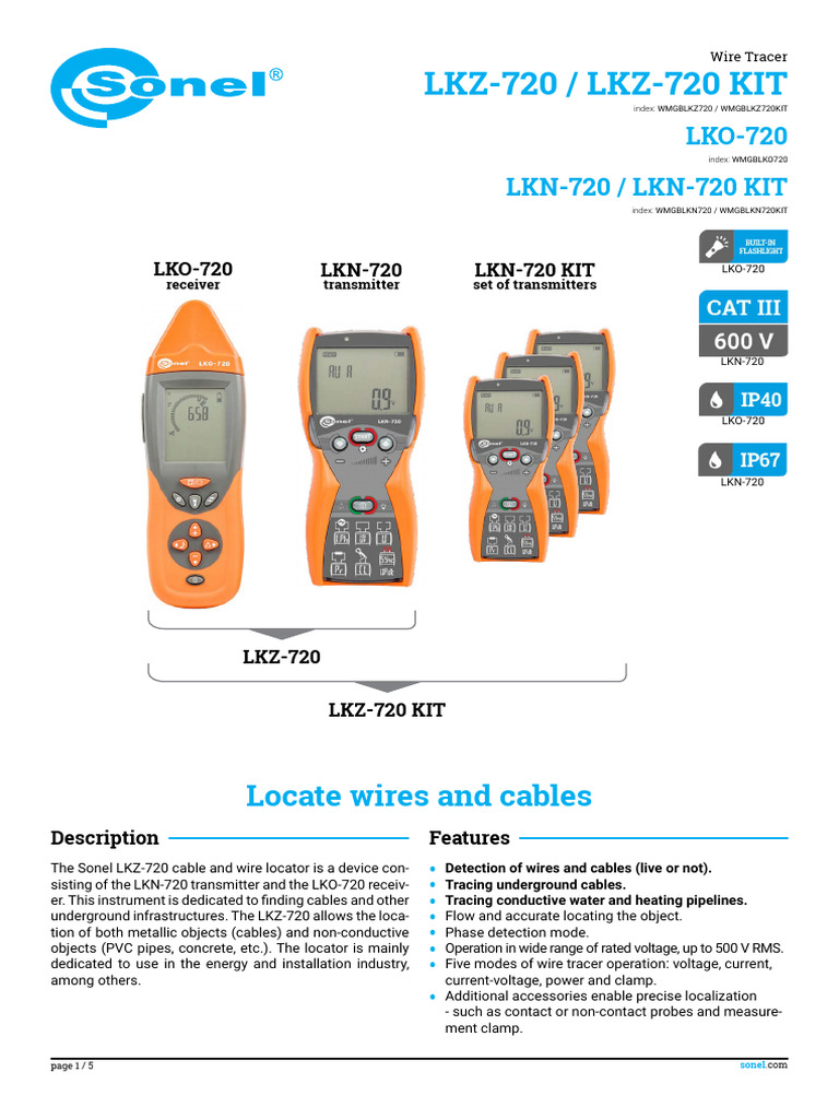 Sonel LKZ-720 Cable Locator Guide | PDF | Fuse (Electrical ...