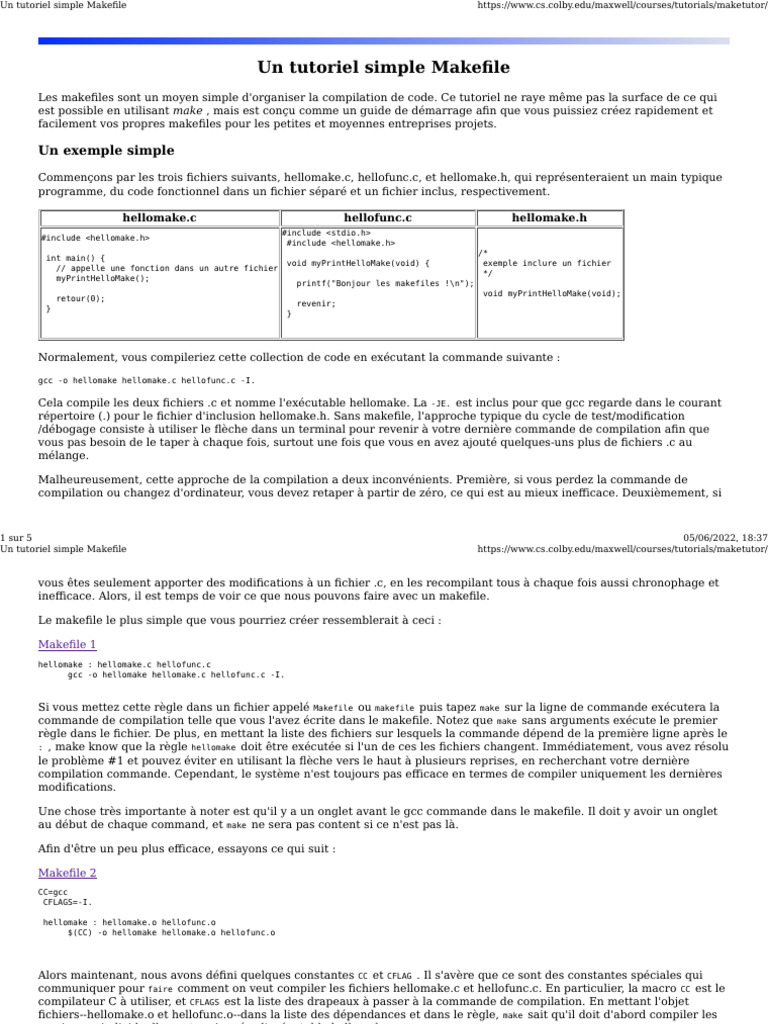Tutoriel de création d'un Makefile simple | PDF | Logiciel ...