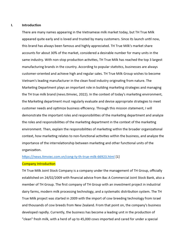 TH True Milk Marketing Strategy Overview | PDF | Marketing | Brand