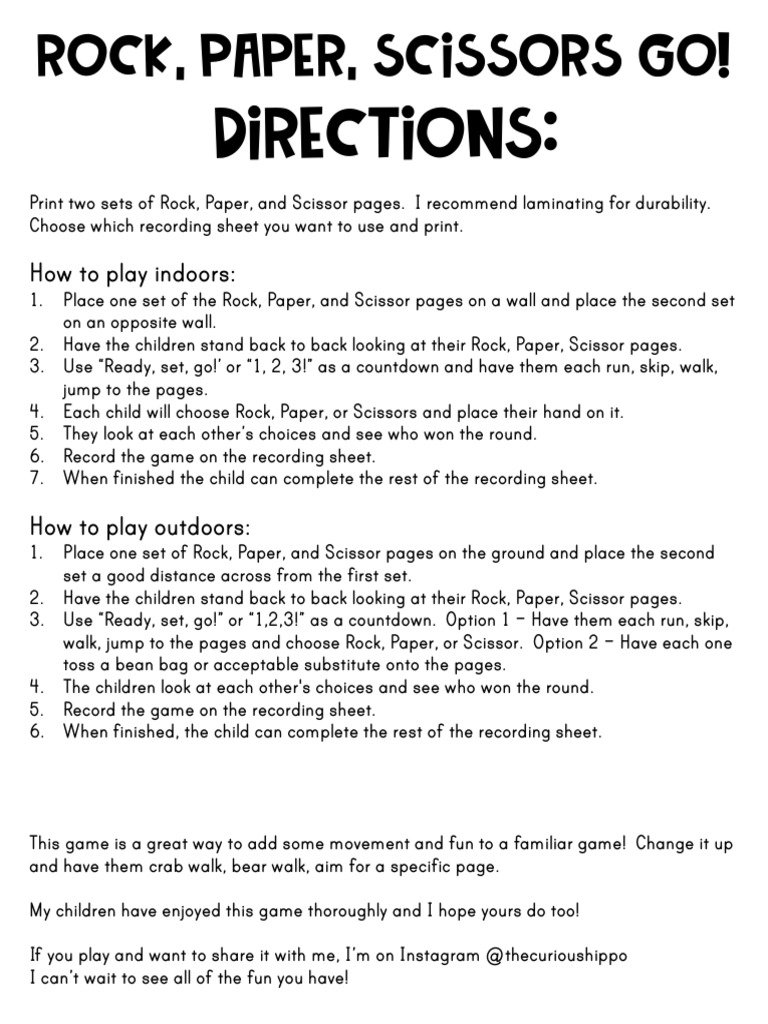 Rock, Paper, Scissors Activity Guide | PDF