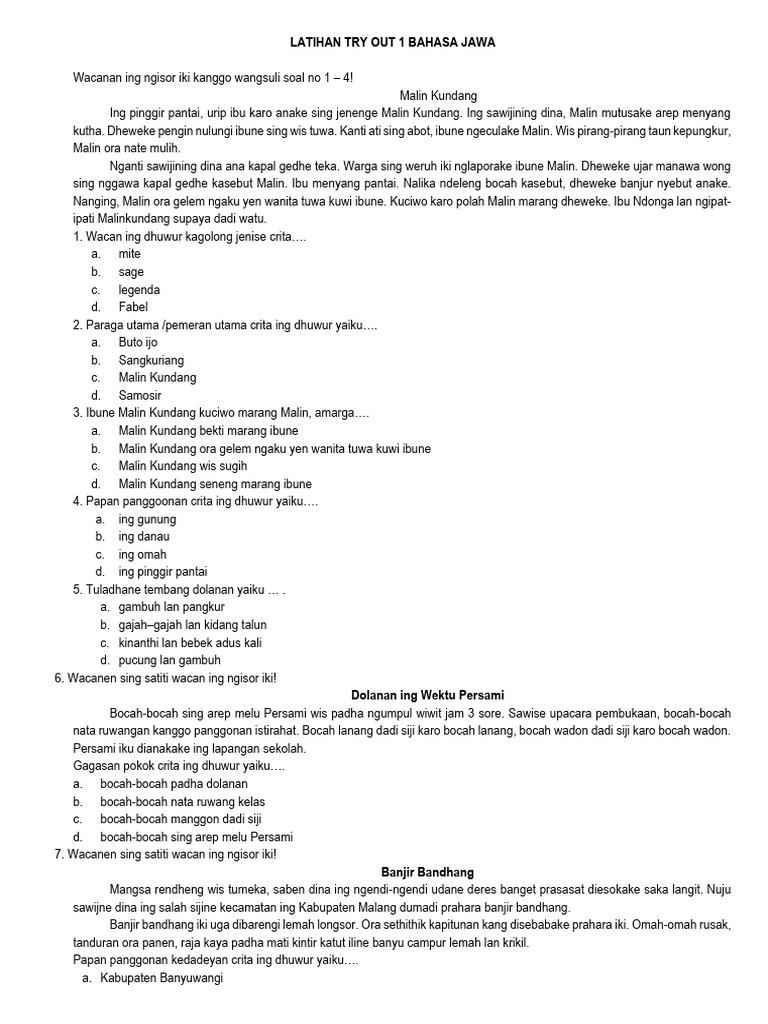 Latihan try out 1 bahasa jawa pdf