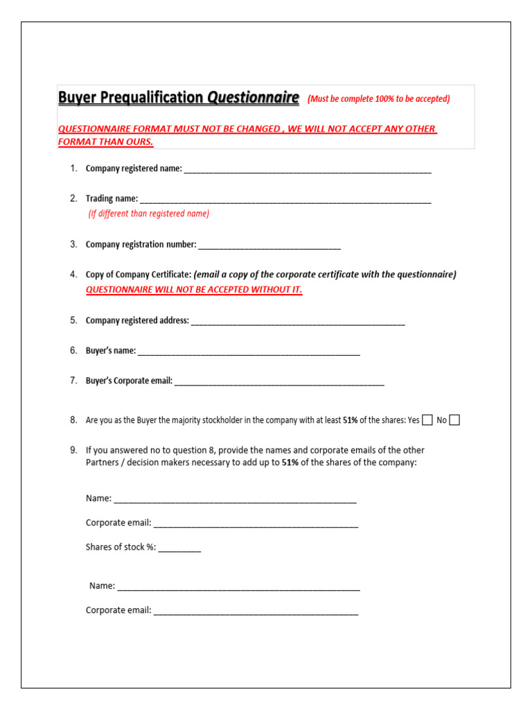 Prequalification Questionaire 02172024 Daa3bfa | PDF | Value Added Tax ...