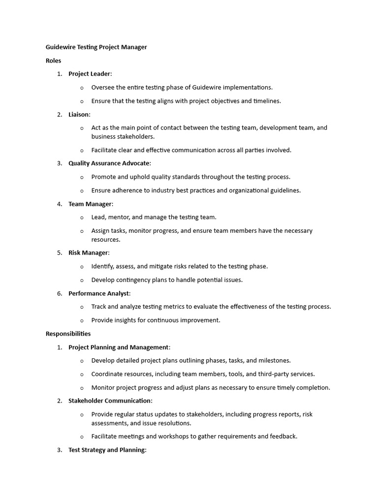 Guidewire Testing Project Manager | PDF | Software Development Process ...