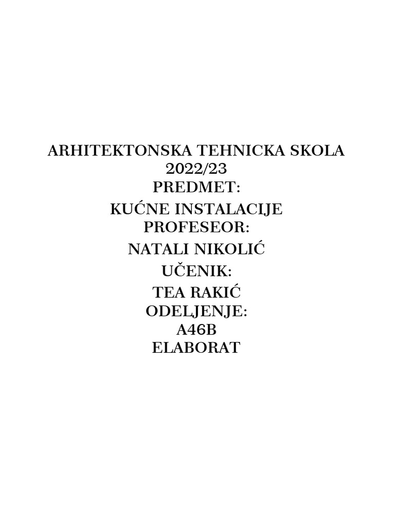 Instalacje Elaborat | PDF