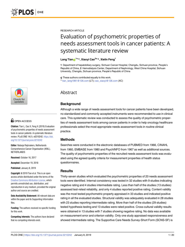 Evaluation of Psychometric Properties of Needs Ass | PDF | Validity ...