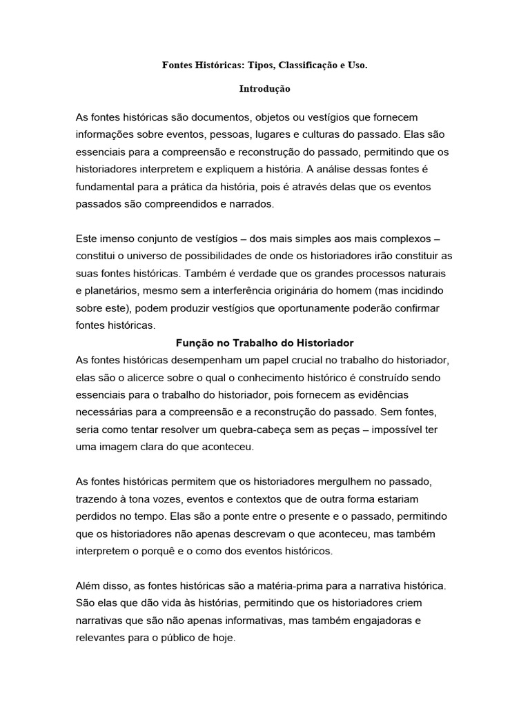 Fontes Históricas Pdf Historiador Educação Em Artes Liberais