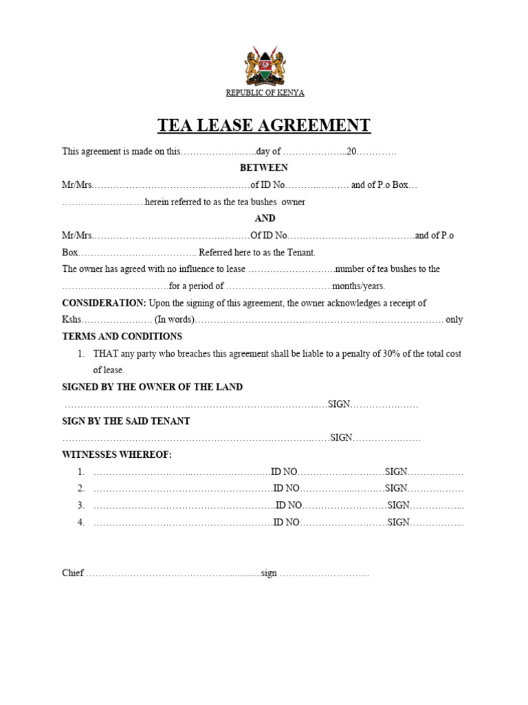 TEA LEASE AGREEMENT PDF