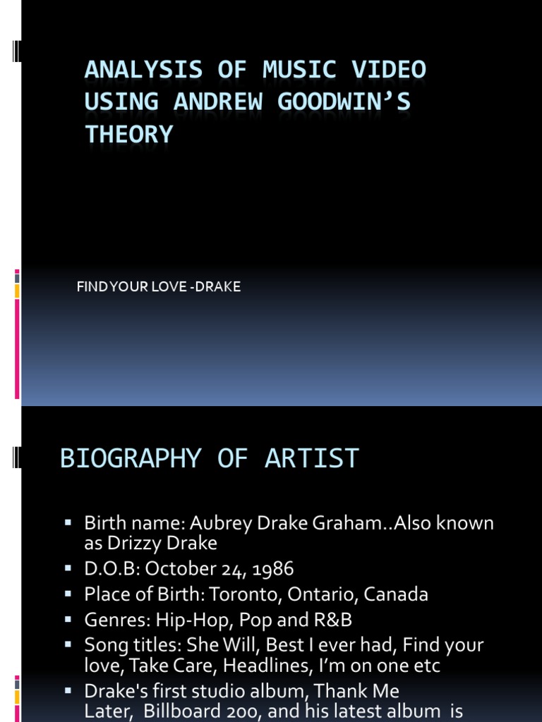 ANALYSIS OF MUSIC VIDEO USING ANDREW GOODWIN'S THEORY Main | Download ...