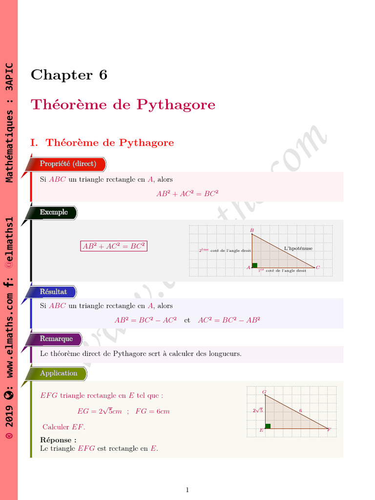 Propriété directe du théorème de Pythagore | PDF | Triangle | Géométrie