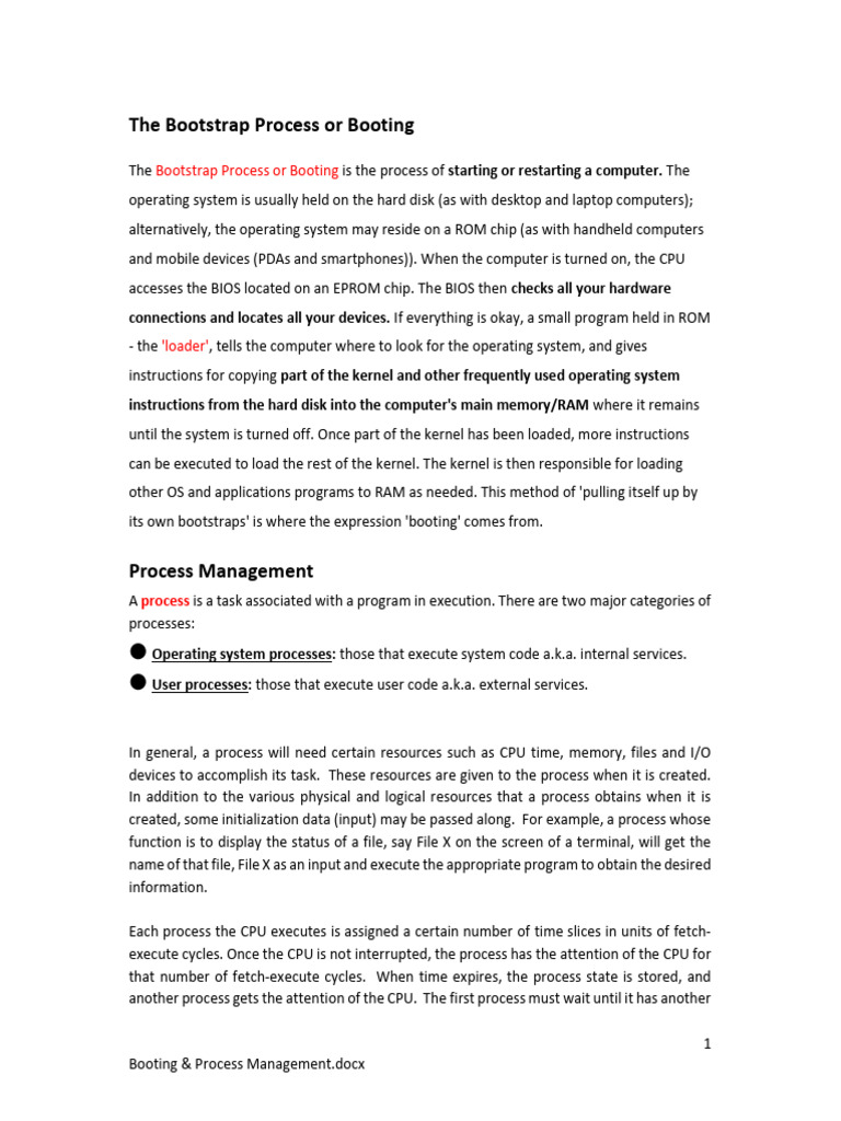 Booting and Process Management Overview | PDF | Process (Computing ...