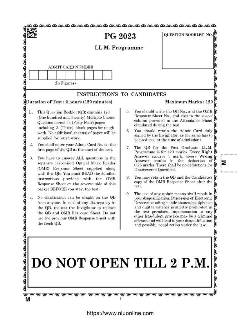 Clat PG Question Paper With Answer Key 2023 | PDF