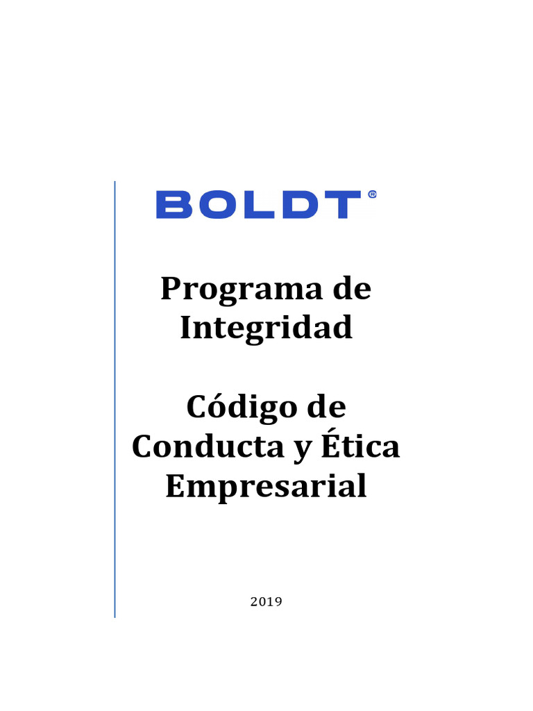 Codigo de conducta y etica empresarial grupo boldt descargar gratis