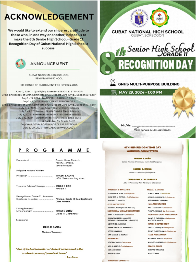 Shs 8th Recognition Program 2023 2024 | Download Free PDF | Science