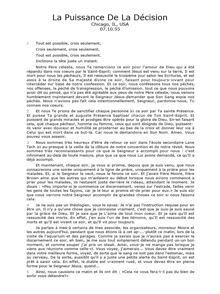 La Puissance de la Décision et la Foi | PDF | Dieu | Saint-Esprit