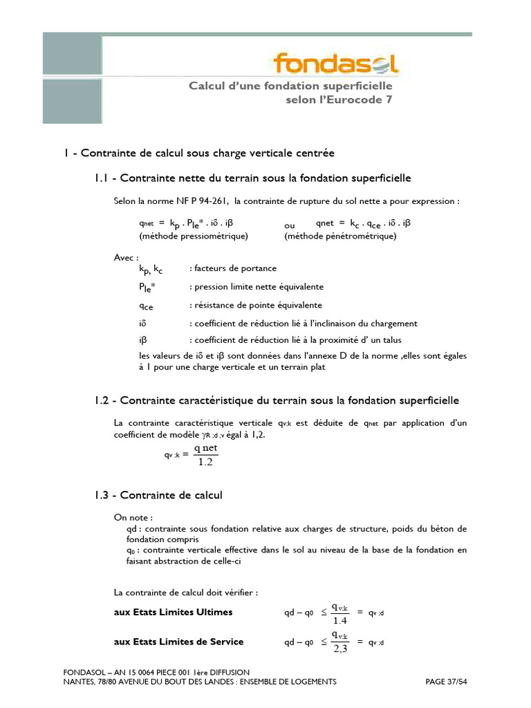 Contrainte admissible du sol en fondation | PDF | Conception ...