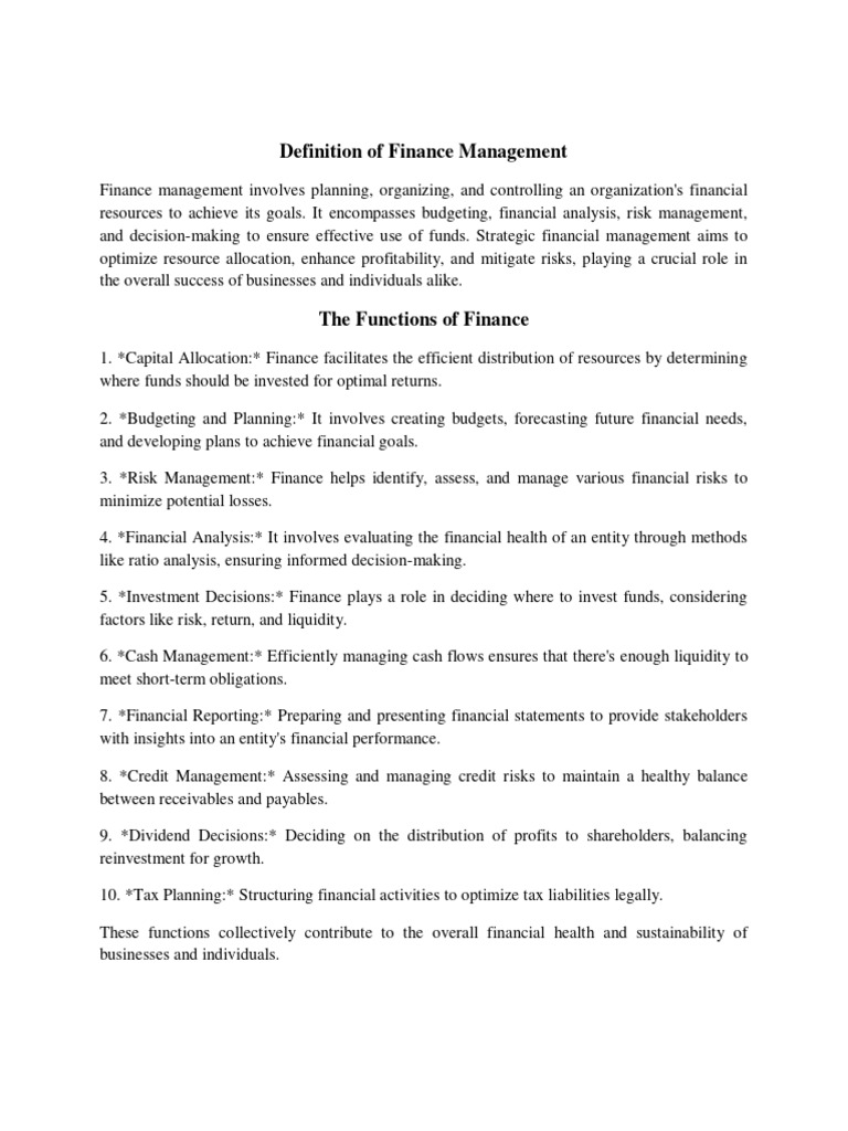 Finance Management Overview and Goals | PDF | Bonds (Finance) | Cost Of ...