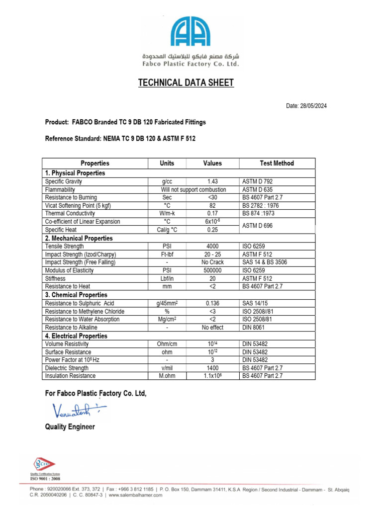 FABCO TC 9 DB 120 Fittings Data Sheet | PDF