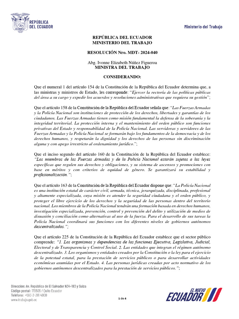Resolucion Ministerial No. MDT 2024 040 Signed Signed | PDF | Costo de ...