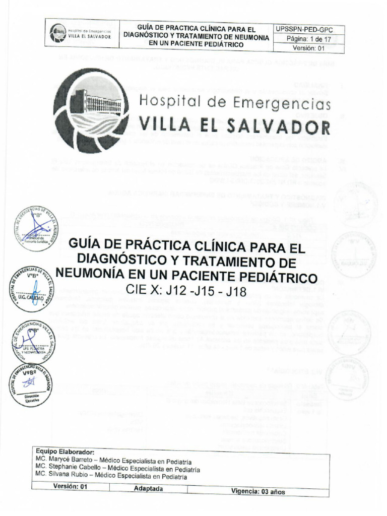 Guía Para El Diagnóstico Y Tratamiento De Neumonía En Un Paciente