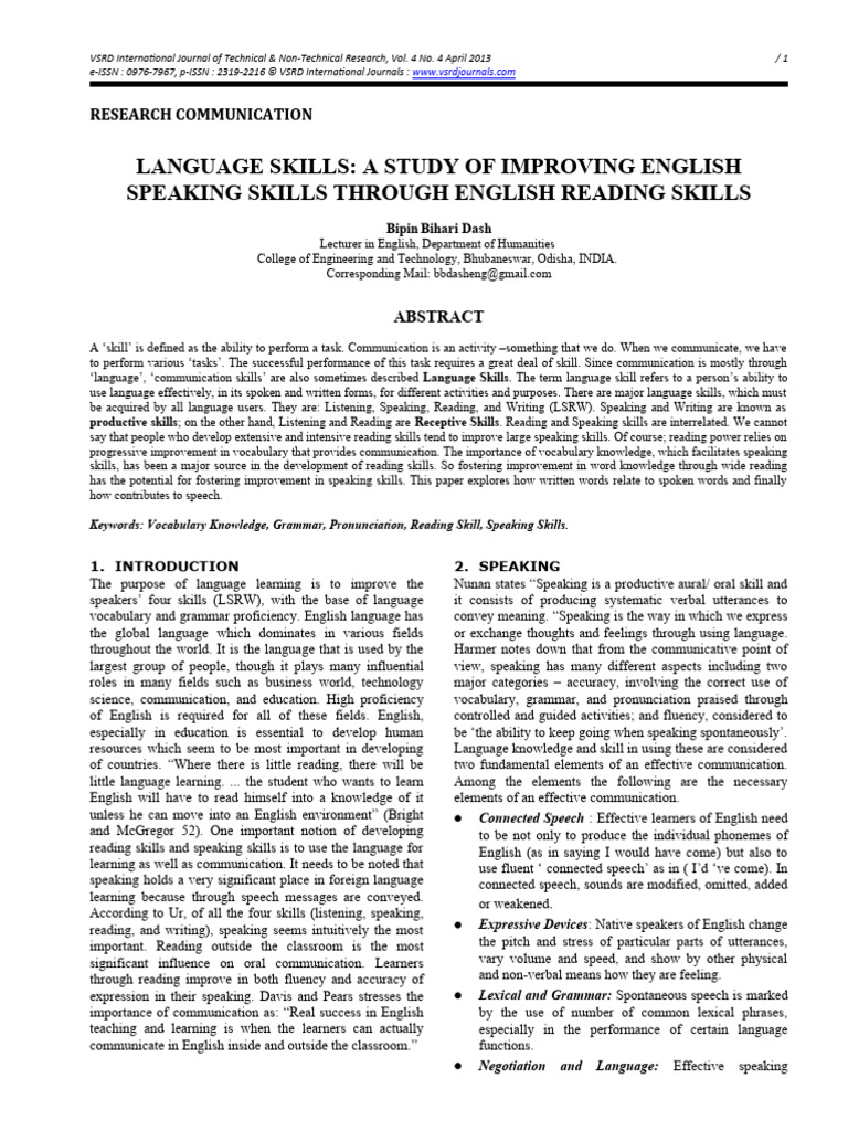 Enhancing English Through Reading Skills | PDF | Vocabulary | Fluency