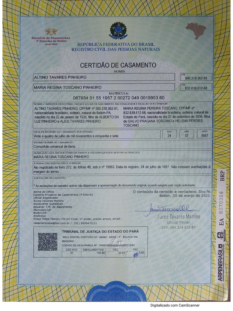 Certidão de Casamento | PDF