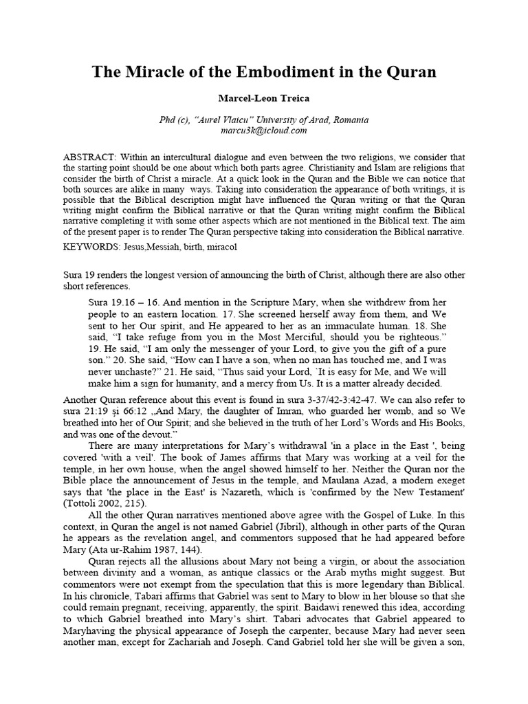 The miracle of the embodiment in the qur pdf jesus quran