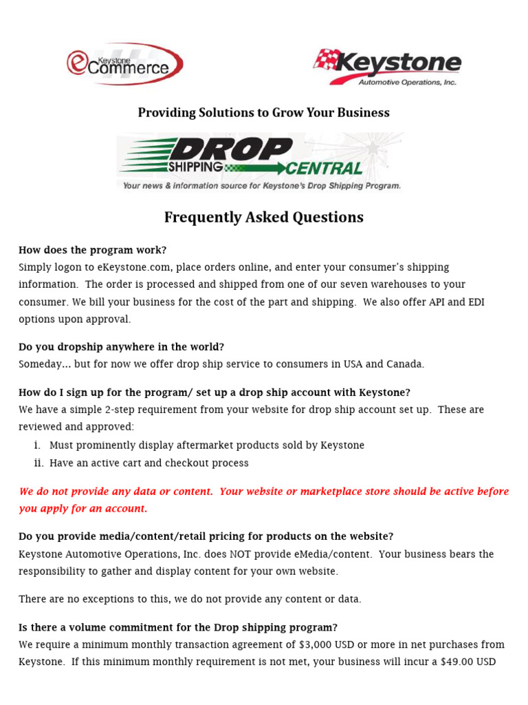 Auto Parts Dropshipping Guide | PDF | United Parcel Service | Warehouse