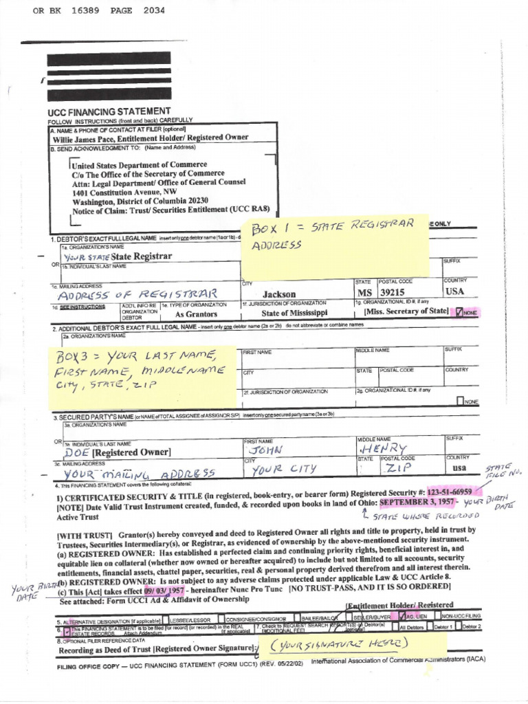 Example UCC 1 Debtor State Registrar 1 | PDF
