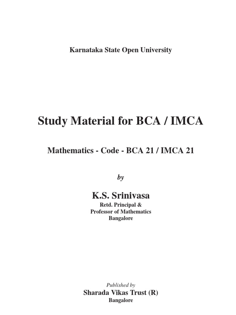 BCA/IMCA Mathematics Study Material | PDF