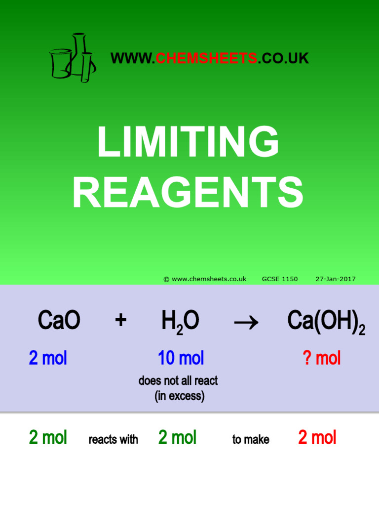 Chemsheets-GCSE-1150-Limiting-reagents | PDF | Unit Processes ...