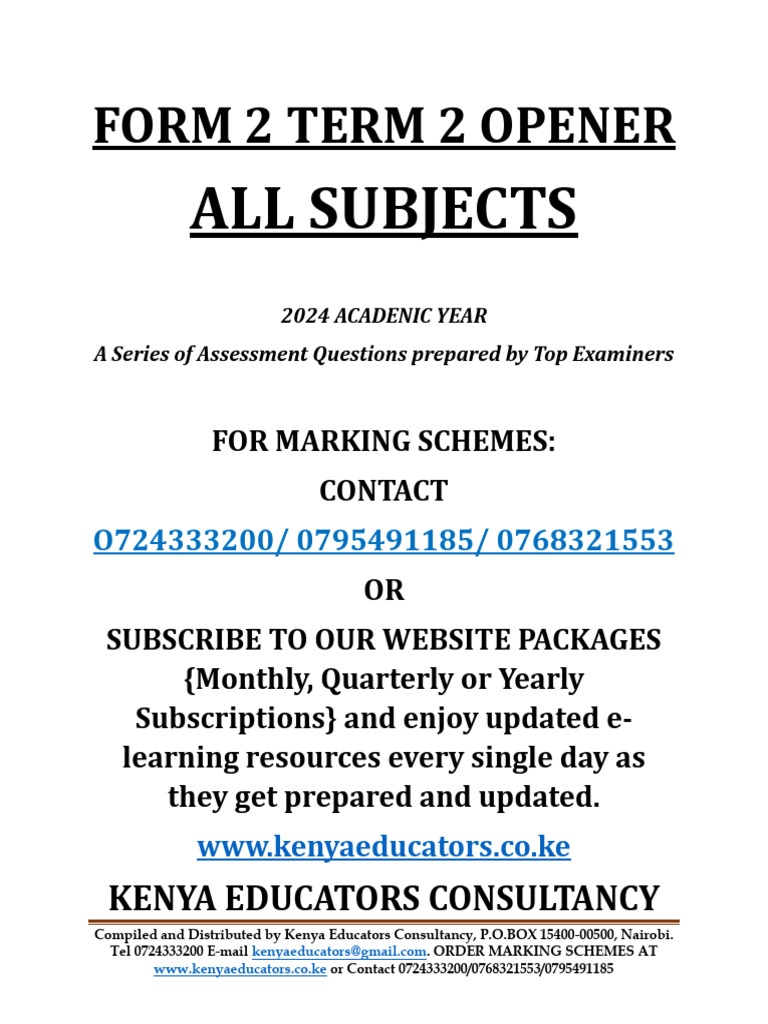 Form 2 Term 2 Exam Questions PDF | PDF | Sodium Bicarbonate | Chemistry
