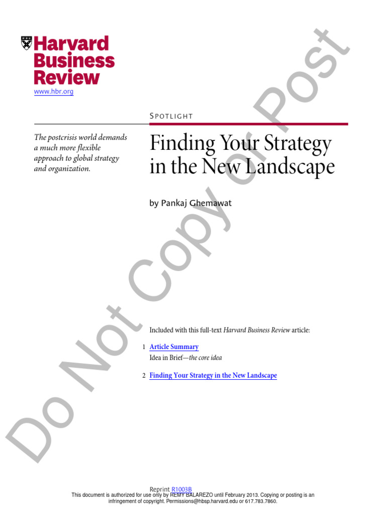 Nota Tecnica de Strategy in The New Landscape | PDF | Recession | Gross ...