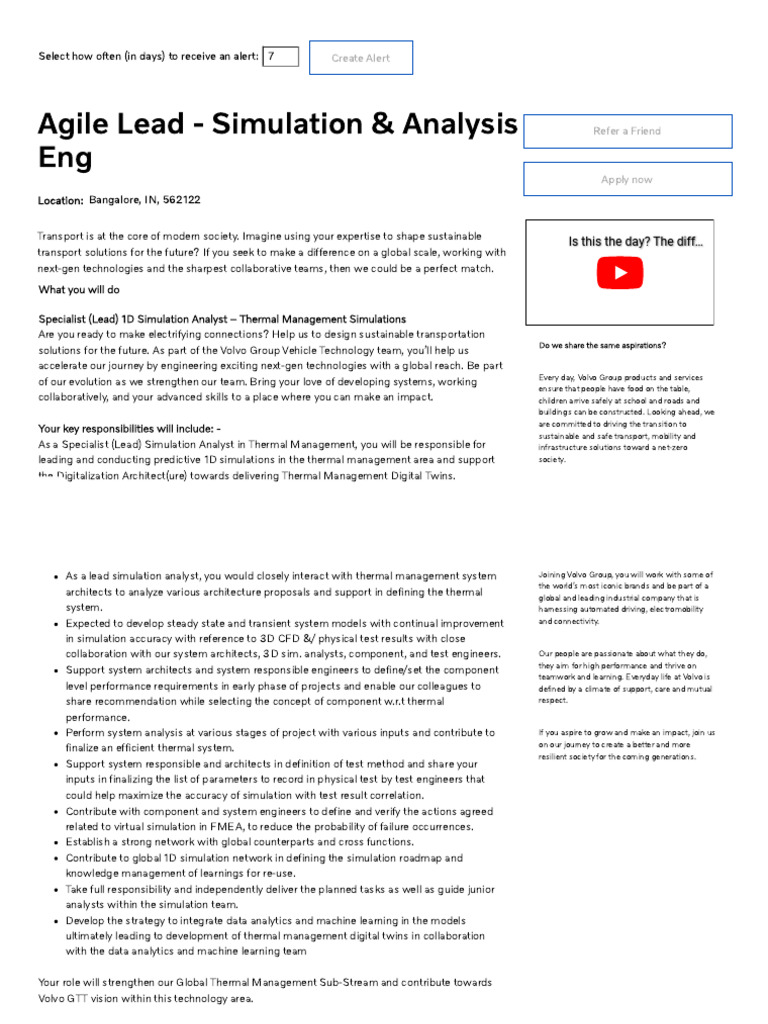 Lead Simulation Analyst - Thermal Management | PDF | Simulation | System
